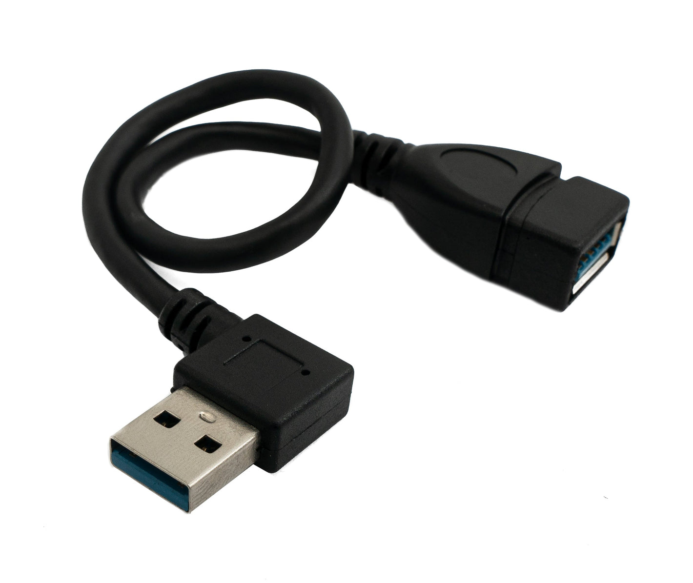 Cable USB 3.0 20 cm tipo A macho a hembra ángulo en color negro