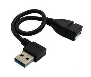 SYSTEM-S USB 3.0 Kabel 20 cm Typ A Stecker zu Buchse Winkel in Schwarz