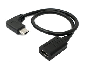 Câble SYSTEM-S USB 3.1 30 cm Adaptateur coudé Type C mâle vers femelle noir