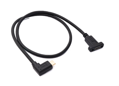 SYSTEM-S USB 3.1 cable 60 cm type C male to female screw angle adapter in black