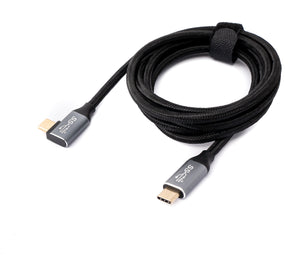 Cable SYSTEM-S USB 3.1 Gen 2 100W 150 cm Tipo C Macho a Macho Adaptador Trenzado Angulado Negro