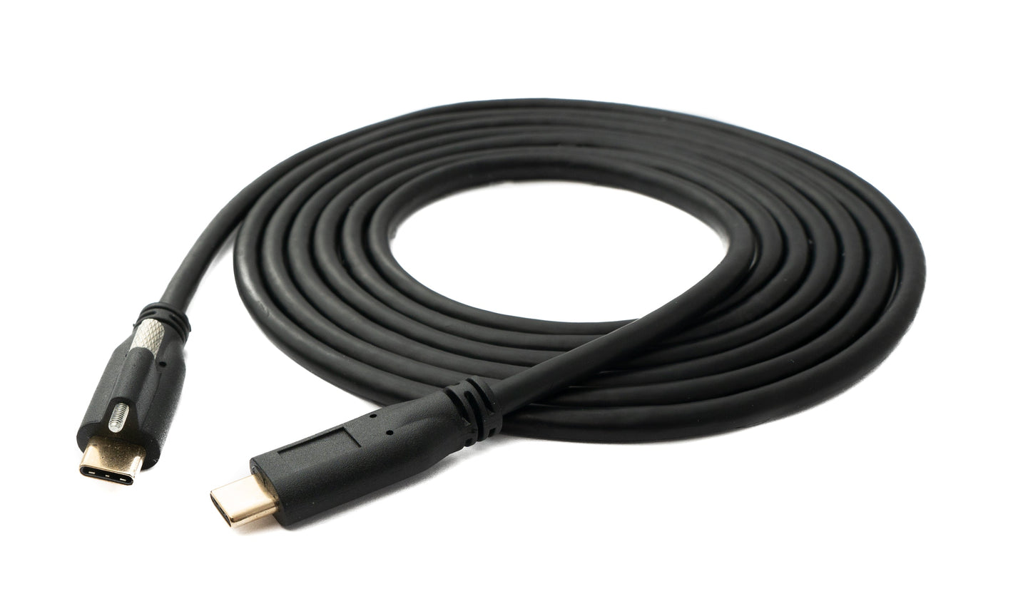 SYSTEM-S USB 3.1 Gen 2 100W Kabel 2 m Typ C Stecker zu Stecker Schraube Adapter in Schwarz