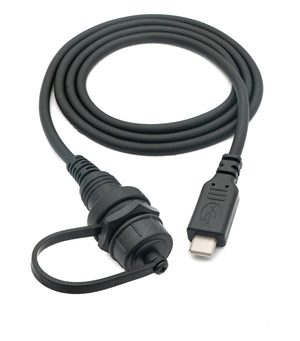 SYSTEM-S USB 3.1 Kabel 100 cm Typ C Stecker zu Buchse Bulkhead wasserfest Adapter Schwarz