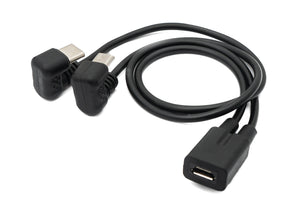 USB 3.1 cable 30 cm Type C & 2.0 Micro B male to female 180° angle in black