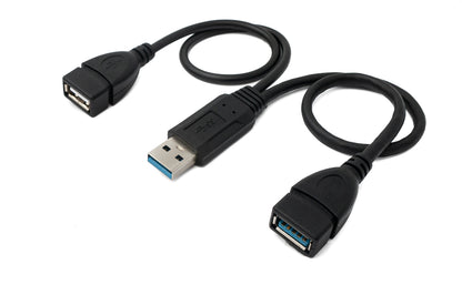 SYSTEM-S USB 3.0 Kabel 30cm Typ A & 2.0 Typ A Buchse zu 3.0 Typ A Stecker Adapter Schwarz