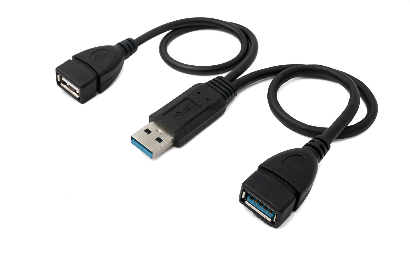 Cable USB 3.0 SYSTEM-S de 30 cm, adaptador tipo A y 2.0 tipo A hembra a 3.0 tipo A macho, negro