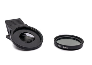 Lente ND2 filtro gris de densidad neutra de 37 mm con clip para smartphones en negro