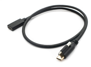 Cable USB 3.1 60 cm Tipo C adaptador de tornillo macho a hembra en color negro