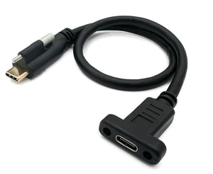 Cable USB 3.1 30cm Tipo C Adaptador de Tornillo Macho a Hembra en Negro