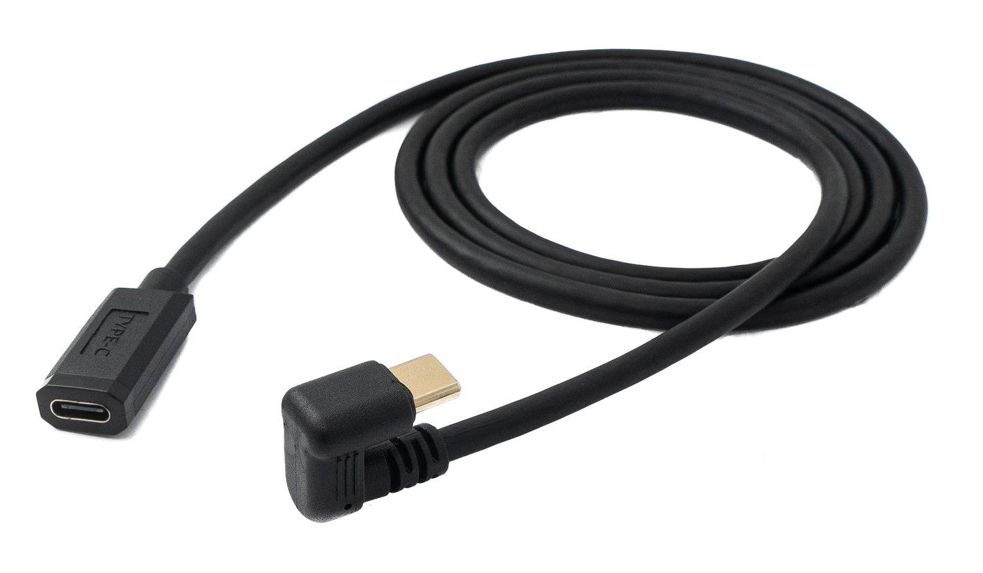 SYSTEM-S USB 3.1 U Turn 100 cm cable type C male to female 360° angle in black