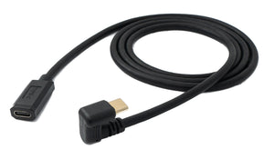 SYSTEM-S USB 3.1 U Turn 100 cm Kabel Typ C Stecker zu Buchse 360° Winkel in Schwarz