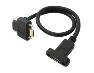 SYSTEM-S USB 3.1 Gen 2 100W Kabel 30 cm Typ C Stecker zu Buchse Schraube Winkel Adapter
