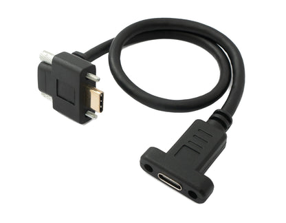 SYSTEM-S USB 3.1 Gen 2 100W Cable 30 cm Type C Male to Female Screw Angle Adapter