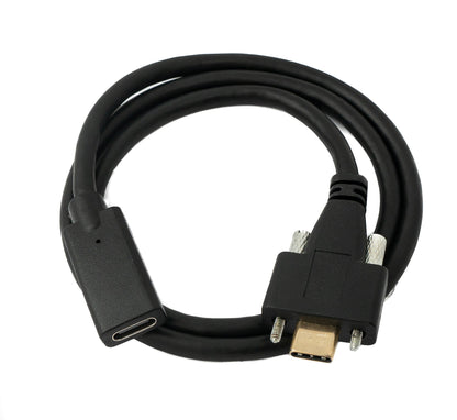 SYSTEM-S USB 3.1 Kabel 60 cm Typ C Stecker zu Buchse Schraube Adapter in Schwarz