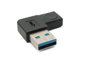 Adaptateur SYSTEM-S USB 3.1 type C femelle vers câble coudé 3.0 type A mâle en noir