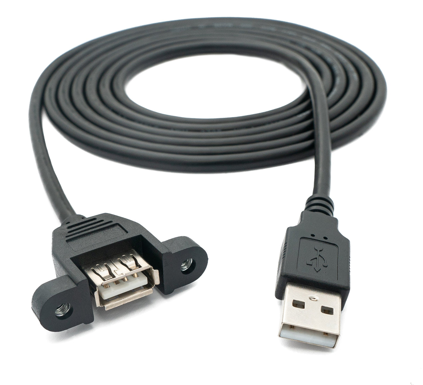 Cable USB 2.0 2 m tipo A macho a hembra tornillo en negro