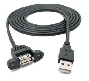 SYSTEM-S USB 2.0 cable 2 m type A male to female screw in black