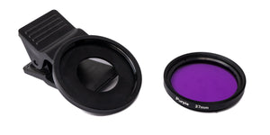 SYSTEM-S Farbfilter Lila 37 mm Linse Farbe mit Clip für Smartphones in Schwarz