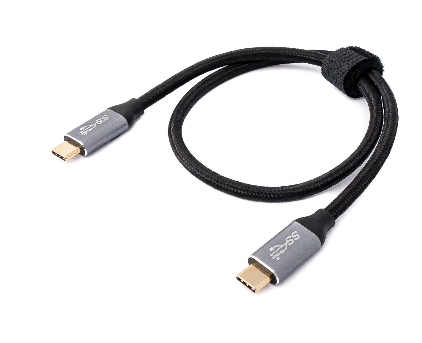 SYSTEM-S USB 3.1 Gen 2 100W Kabel 50 cm Typ C Stecker zu Stecker geflochten Adapter in Schwarz