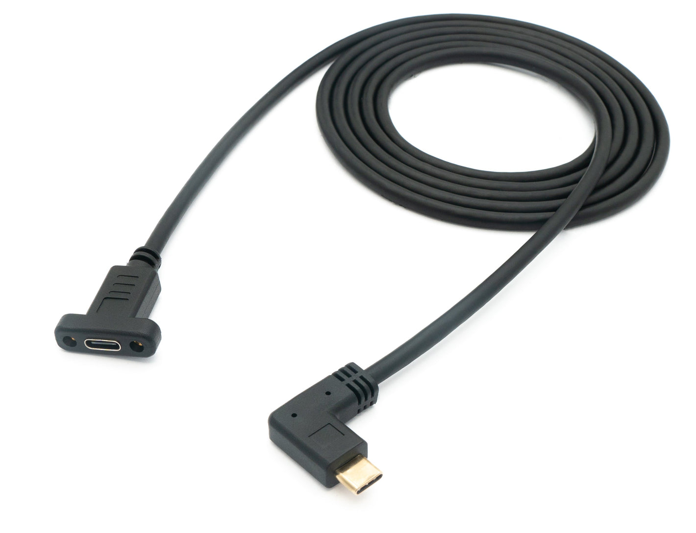 Cable USB 3.1 de 1,8 m Tipo C Adaptador de ángulo de tornillo macho a hembra en negro