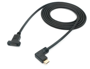 SYSTEM-S USB 3.1 cable 1.8 m type C male to female screw angle adapter in black