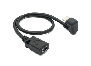 SYSTEM-S USB 3.1 Kabel 30 cm Typ C Stecker zu 2.0 Mini B Buchse 180° Winkel in Schwarz