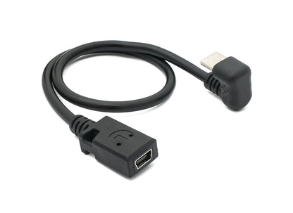 SYSTEM-S USB 3.1 cable 30 cm type C plug to 2.0 mini B socket 180° angle in black