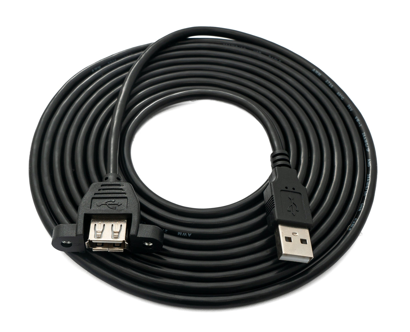 Cable USB 2.0 de 3 m tipo A macho a hembra de tornillo en color negro