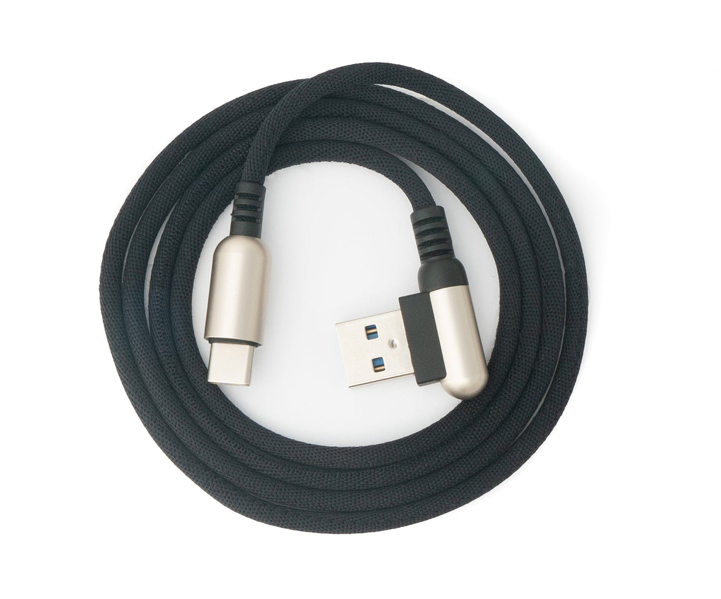 SYSTEM-S USB 3.1 cable 100cm type C plug to 3.0 type A plug braided angle black