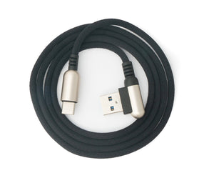 SYSTEM-S USB 3.1 Kabel 100cm Typ C Stecker zu 3.0 Typ A Stecker geflochten Winkel Schwarz