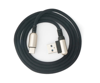 Cable USB 3.1 100cm Tipo C macho a 3.0 Tipo A macho ángulo trenzado negro