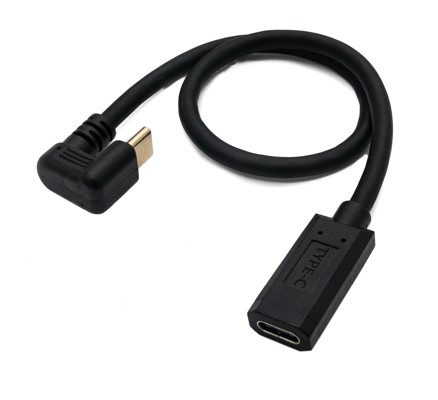 SYSTEM-S USB 3.1 U Turn 30 cm Kabel Typ C Stecker zu Buchse 360° Winkel in Schwarz