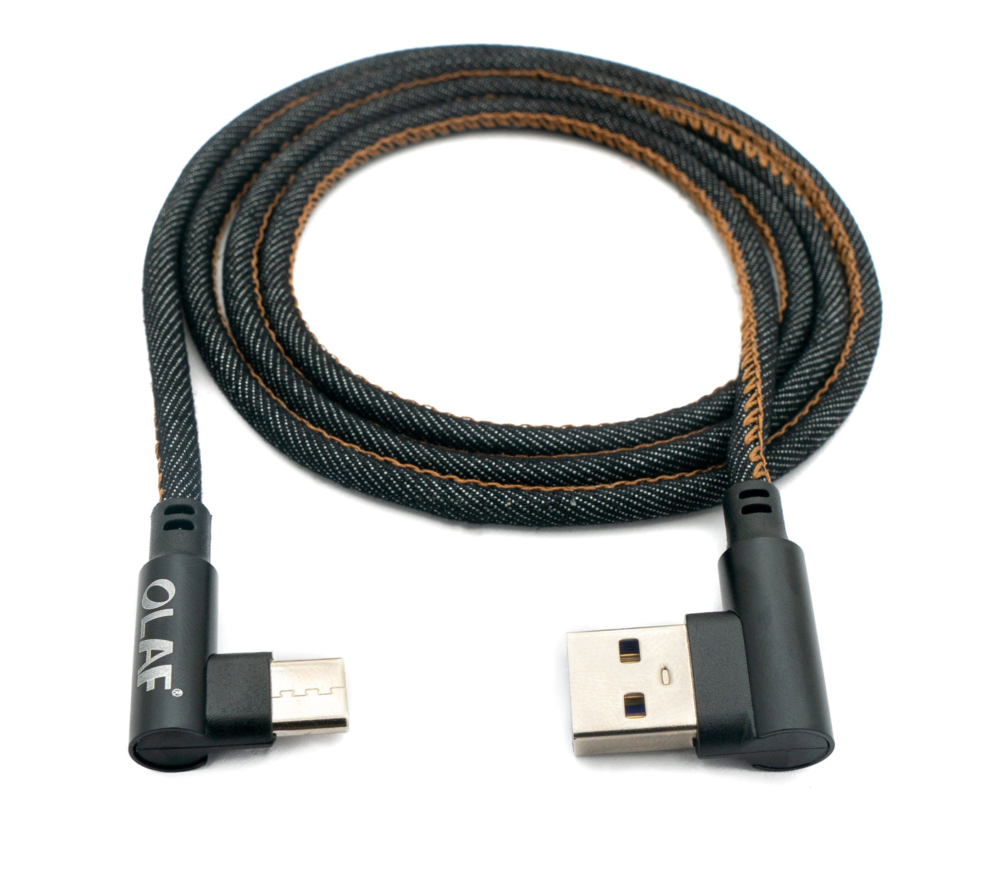 SYSTEM-S USB 3.1 cable 100cm type C plug to 3.0 type A plug braided angle black