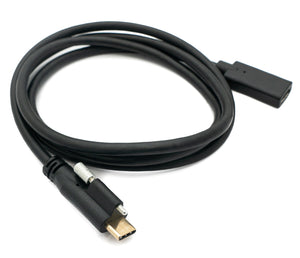 Cable USB 3.1 100cm Tipo C Adaptador de Tornillo Macho a Hembra en Negro