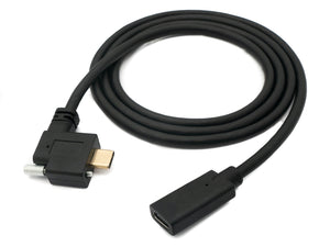 Cable USB 3.1 100cm Tipo C Adaptador de ángulo de tornillo macho a hembra en negro