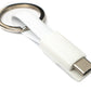 SYSTEM-S USB 3.1 Schlüssel Anhänger Kabel 10cm Typ C Stecker zu 2.0 Typ A Stecker in Weiß
