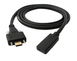 SYSTEM-S USB 3.1 cable 100 cm type C male to female screw adapter in black