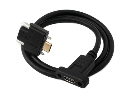 Cable USB 3.1 Gen 2 100W 60cm Tipo C Adaptador de ángulo de tornillo macho a hembra