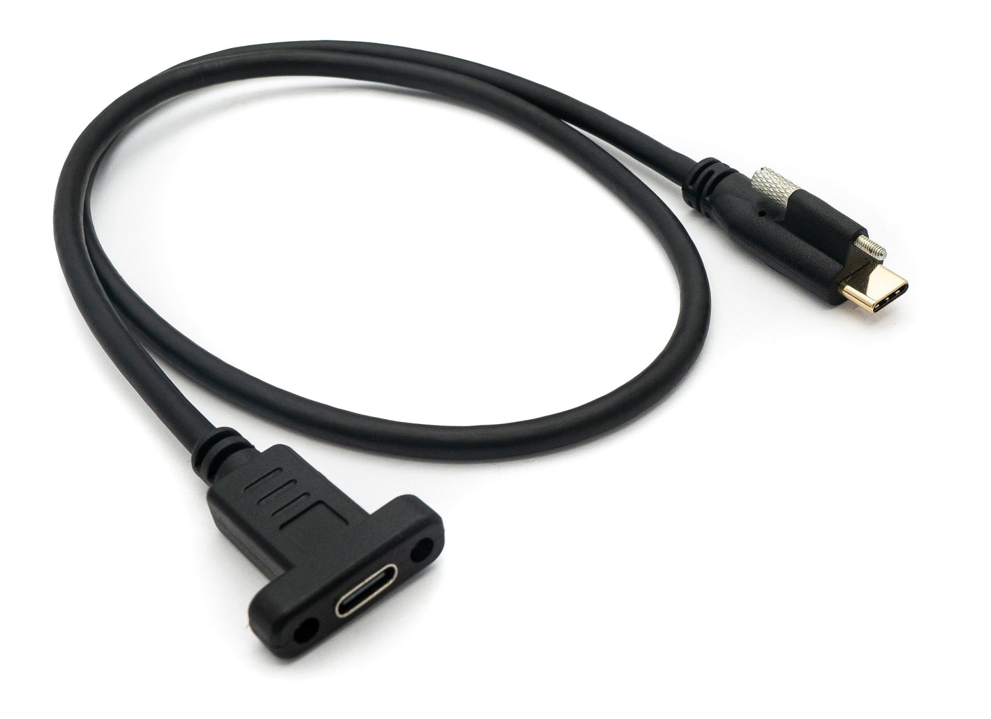 Cable USB 3.1 60 cm Tipo C adaptador de tornillo macho a hembra en color negro