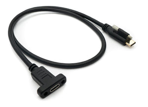 SYSTEM-S USB 3.1 Kabel 60 cm Typ C Stecker zu Buchse Schraube Adapter in Schwarz