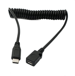 Câble SYSTEM-S USB 3.1 120 cm mâle vers 2.0 Mini B femelle adaptateur spirale en noir