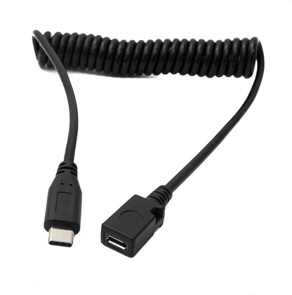 SYSTEM-S USB 3.1 cable 120 cm male to 2.0 Mini B female adapter spiral in black