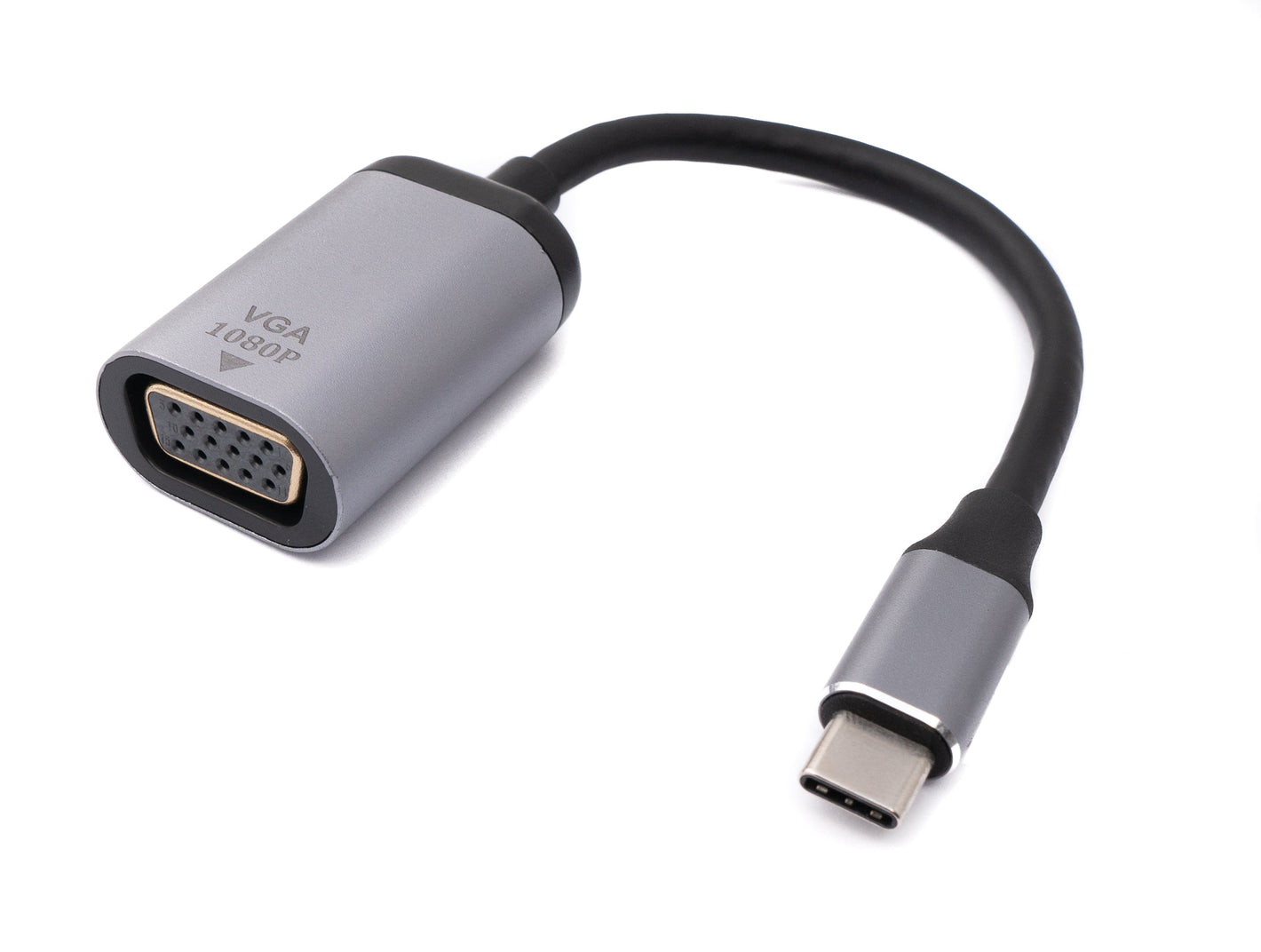 SYSTEM-S VGA Kabel 20 cm Buchse zu USB 3.1 Typ C Stecker Adapter in Grau