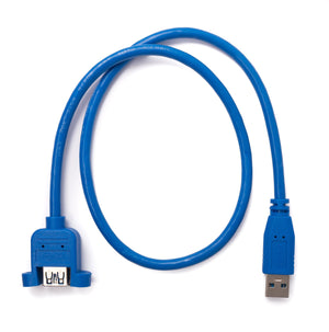 SYSTEM-S USB 3.0 cable 60 cm type A male to female screw adapter in blue