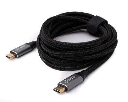 SYSTEM-S USB 3.1 Gen 2 100W Kabel 2 m Typ C Stecker zu Stecker geflochten Adapter in Schwarz