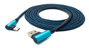 SYSTEM-S USB 3.1 cable 2 m type C plug to 3.0 type A plug braided angle in blue