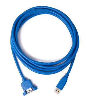 SYSTEM-S USB 3.0 cable 3 m type A male to female screw adapter in blue