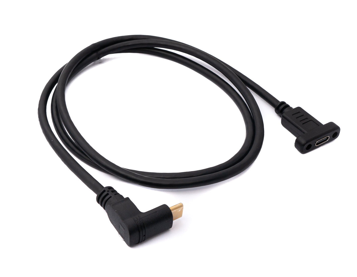 SYSTEM-S USB 3.1 Kabel 100 cm Typ C Stecker zu Buchse Schraube Winkel Adapter in Schwarz