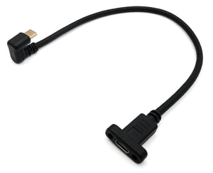 SYSTEM-S USB 3.1 U Turn 30 cm Kabel Typ C Stecker zu Buchse 360° Winkel Schraube Schwarz