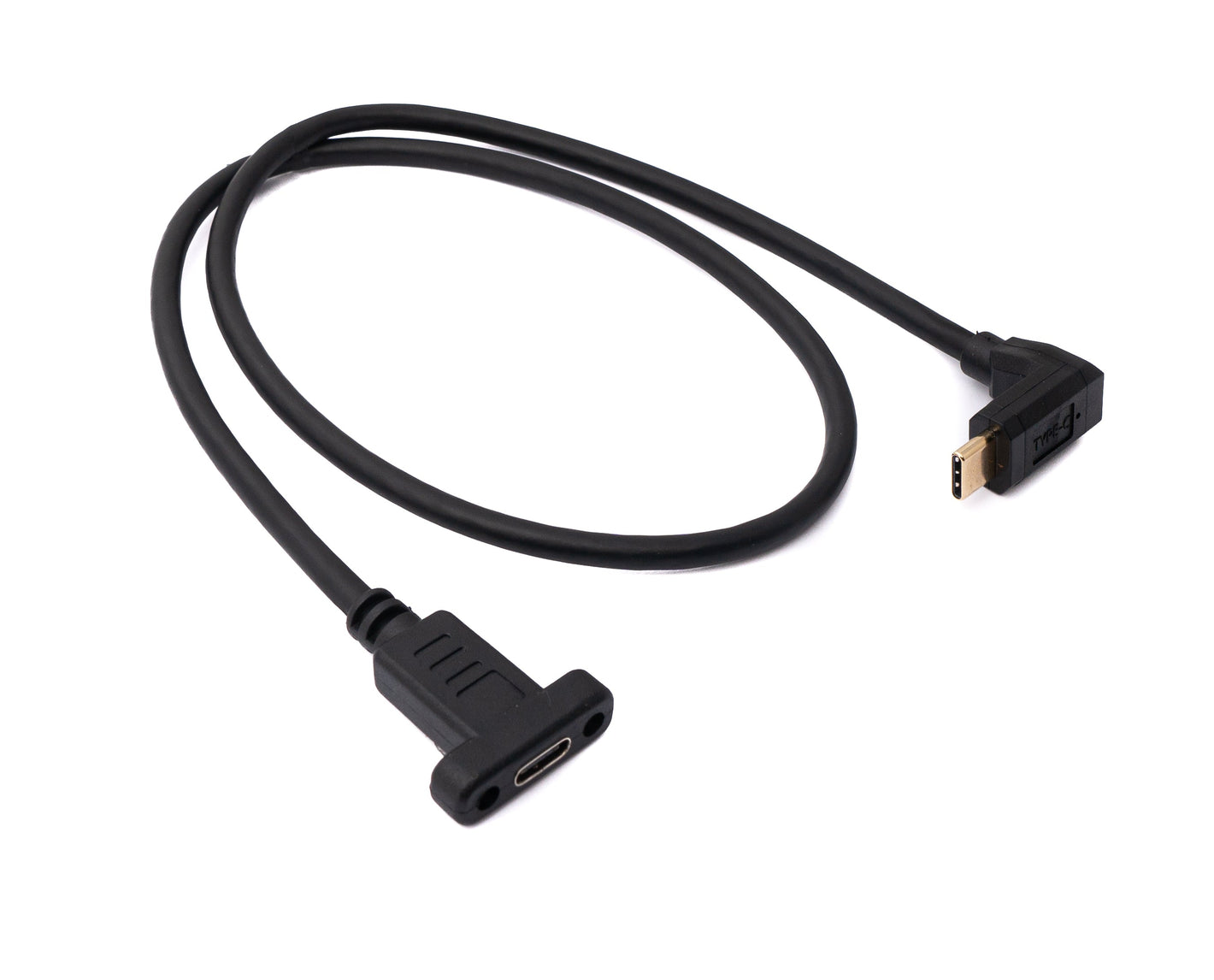 SYSTEM-S USB 3.1 Kabel 60 cm Typ C Stecker zu Buchse Schraube Winkel Adapter in Schwarz